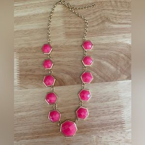 Adjustable Length Statement Necklace Bright Pink & Gold